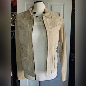 Denver Hayes Women's Beige Leather Jacket Size Small